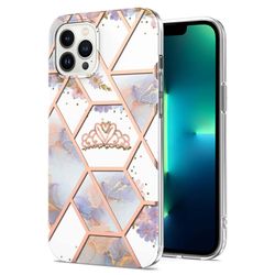 Marble Mønstret Deksel med Ring Holder til iPhone 14 Pro Max - Krone