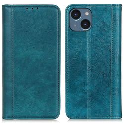 Ekte lærdeksel med magnetisk lukking for iPhone 14 - Grønn
