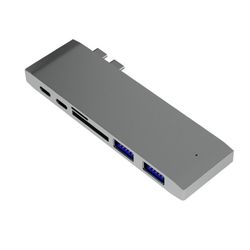 Universal 6 i 1 USB type C multi port adapter - grå