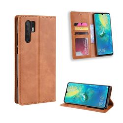 Huawei P30 Pro vintage stil läderfodral - Brun