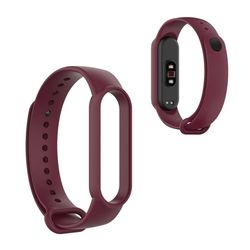 Xiaomi Mi Smart Band 6 / 5 kiiltävä silikoninen kellonauha - Viininpunainen