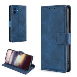 Crocodile Textured Lær Etui til iPhone 12 / 12 Pro - Blå