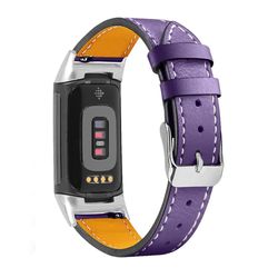 Enkel klokkerem i ekte skinn til Fitbit Charge 5 - Lilla