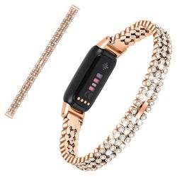 Fitbit Luxe strassikivinen ruostumattomasta teräksestä valmistettu kellonhihna - Ruusukulta