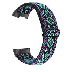 Elastisk nylon + mønstret klokkerem til Fitbit Charge 5 - Grønn