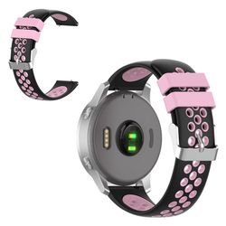 18 mm Garmin Vivoactive 4S / Vivomove 3S tofarvet silikoneurrem - Sort / Lyserød