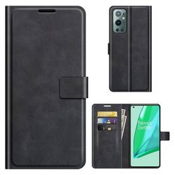 Wallet-style Lær Etui til OnePlus 9 Pro - Svart