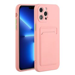 Deksel med Kortholder til iPhone 13 Pro - Rosa