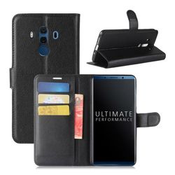 Huawei Mate 10 Pro Etui laget av kunstlær og silikon - Svart