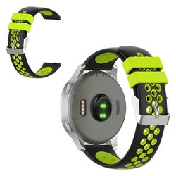 18 mm Garmin Vivoactive 4S / Vivomove 3S tofarvet silikoneurrem - Sort / Grøn