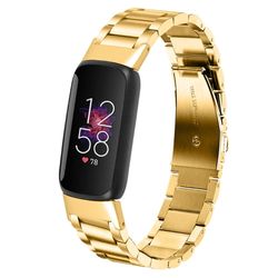 Fitbit Luxe urrem med tre perler i rustfrit stål - Guld