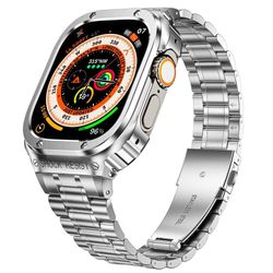 Apple Watch Series 8 (45mm) 5 bead metalrem med cover - Sølv