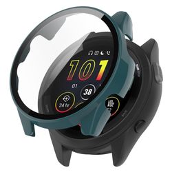 Garmin Forerunner 265 cover med skærmbeskyttelse af hærdet glas - Sortliggrøn