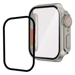 Apple Watch SE 2022 (44mm) / SE 44mm / 6 / 5 / 4 deksel med skjermbeskytter i herdet glass - Starlight Sølv / Oransje
