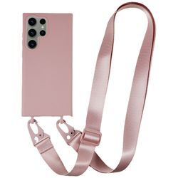 Tynt TPU-deksel med matt finish og justerbar stropp til Samsung Galaxy S23 Ultra - Mørkerosa