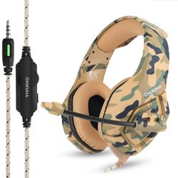 ONIKUMA K1B 3,5 mm:n stereopeliheadset mikrofoni kanssa, camo sand