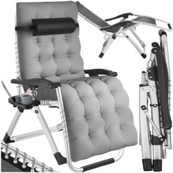 Hopfällbar solstol Cloud, steglöst justerbar - ljusgrå, per styck