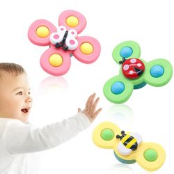 3-Pak - Fidget Spinners med Sugekopp for Barn