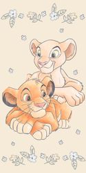 Disney Løvenes Konge Simba & Nala Badehåndkle, Strandhåndkle Gul 70*140 cm