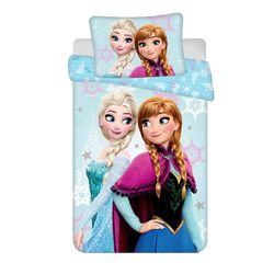 Barnesengesett i lyseblått med Disney Frost, 100×135 cm og 40×60 cm