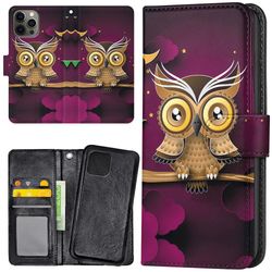 iPhone 14 Pro - Lommebok Deksel Lysbrun Ugle