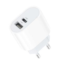 Hurtigoplader til iPhone / Samsung Dual Port USB-C / USB Væglader