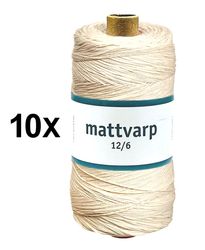 10 stk. ruller Teppegarn 12/6 Ubleket 500 gr / rull - 100% økologisk bomull teppegarn