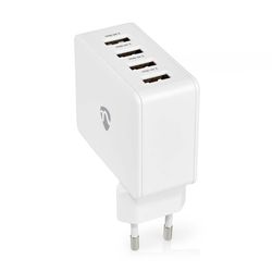 vegg lader | 24 W | Hurtigladefunksjon | 4x 2.4 A | Antall utganger: 4 | 4x USB-A | Ingen Kabel Inkludert | Single Voltage Output