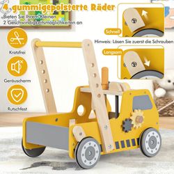 2-i-1 Baby Walker i træ med Multi-Activity Center Baby Walker