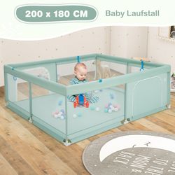 Babykravlegård 200x180 cm med bolde, håndtag & dør