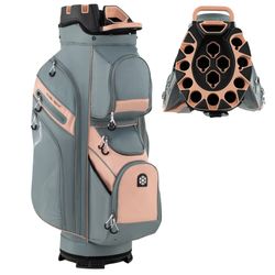 Golfvognbag, 14-veis skillelinje, 11 lommer, rosa