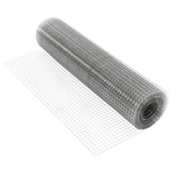 ECD-Germany voliere trådnet trådnet 25x25mm, 100cm x 25m, 0,9mm tyk galvaniseret ståltråd mesh sølv, svejsede 4-eck trådhegn mesh trådnet hegn kanin