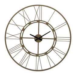 WOMO-DESIGN | Design väggklocka Stockholm Ø92cm rund gjord av järn i vintage stil gammalt guld med stora romerska siffror, tyst urverk utan tickande