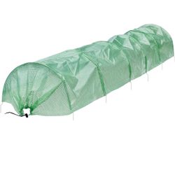 ECD-Germany polytunnel plante tunnel 300x55x35cm 3m Transparent / grøn PE mesh ark 135 g / m med 6 Corrugated ståltråd 2 mm diameter, film Greenhouse