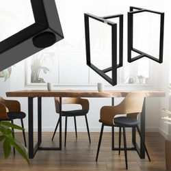 ML-Design 2-delat bordssats B60xH72 cm i T-form; metall; svart; industriell design; kufunderrede för matbord och skrivbord; bordsben; bordskidor;