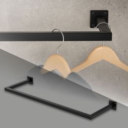 ML-Design Vaatetanko seinälle; T30cm x L90cm; Musta; ruostumaton teräs; U-muotoinen vaatetanko; seinäkiinnitys; vaateteline; sisältää