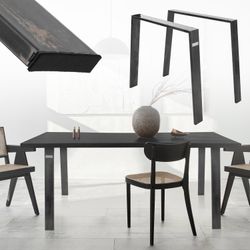 ML-Design 2-pack Bordben Loft 90x72 cm; Industriell; Profil 8x2cm; av Stål; Industriell design; U-form; Metallbordstativ scandic; Bordben
