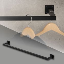 ML-Design Vaatetanko seinälle; T12cm x L90cm; Musta; ruostumaton teräs; U-muotoinen vaatetanko; seinäkiinnitys; vaateteline; sisältää