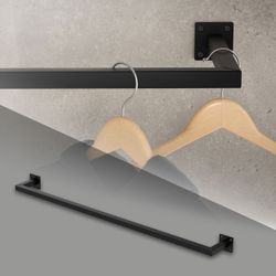 ML-Design Vaatetanko seinälle; T12cm x L110cm; Musta; ruostumaton teräs; U-muotoinen vaatetanko; seinäkiinnitys; vaateteline; sisältää