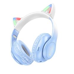 Hoco Bluetooth On-Ear Hovedtelefoner Katteøre - Krystal Blå