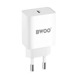 BWOO Hurtig Vægoplader 20W PD USB-C - Hvid