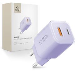 Tech-Protect Vægoplader USB-A Til USB-C 33W - Baby Lilla