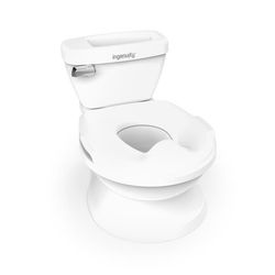 INGENUITY Mini Børnetoilet med toiletreducer inkluderet, musikalsk skyl og integreret opbevaring af vådservietter hvid