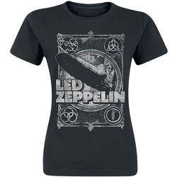 Led Zeppelin Ladies T-Shirt: Vintage Print LZ1 (Small)