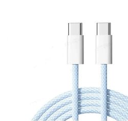 NÖRDIC 2m USB 2.0 USB-C-C-kaapeli iPhone 15/15 Pro/15 Plus/15 Pro Max 3A 480Mbps 60W sininen