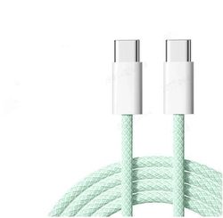 NÖRDIC 2m USB 2.0 USB-C til C-kabel for iPhone 15/15 Pro/15 Plus/15 Pro Max 3A 480Mbps 60W grønn