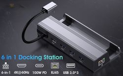 NÖRDIC Steam Deck -telakointiasema 1-6 - 1xHDMI4K60Hz, 1xUSB-C PD100W, 3xUSB-A 3.0 5Gbps, 1xRJ45 GigaLAN