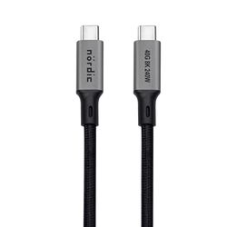 NÖRDIC 25 cm USB4 USB-C til C nylonflettet kabel PD3.1 240W 40G 8K60Hz 4K144Hz grå