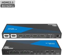 NÖRDIC 8K HDMI 2.1 eARC/ARC matrisebryter 4x2 med Extractor Toslink & Stereo, HDMI CEC, Dolby Atmos/Digital Plus, DTS Master
