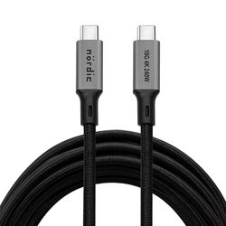 NÖRDIC 5m USB 3.2 Gen 2 USB-C til C nylonflettet kabel PD3.1 240W 20G 4K60Hz grå